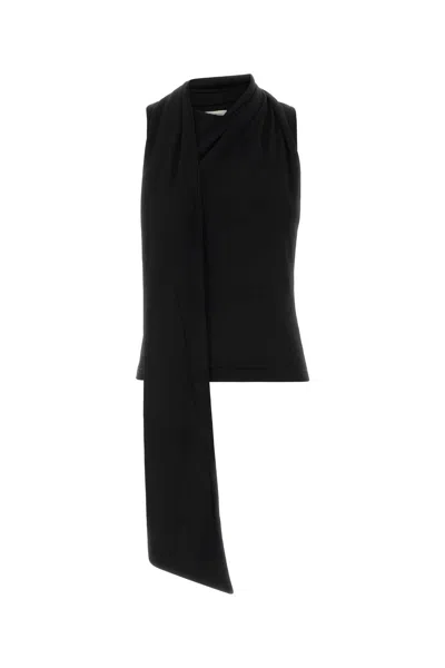 Ami Alexandre Mattiussi Sleeveless Top Asymmetric Hem Draped Detail In Black