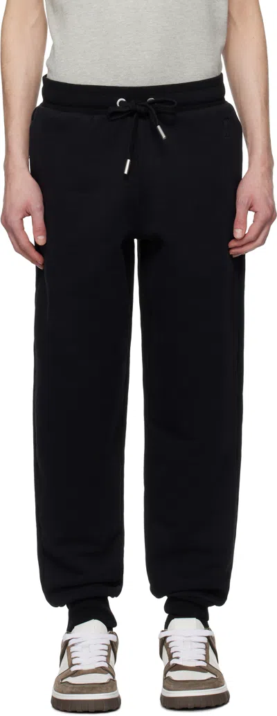 Ami Alexandre Mattiussi Black Jogging Ami De Coeur Sweatpants In 001 Wool Gabardine B