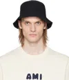 Ami Alexandre Mattiussi Black Knit 'ami' Patch Bucket Hat In 001 Wool Gabardine B
