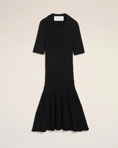 Ami Alexandre Mattiussi Black Knit Mini Godet Dress Black