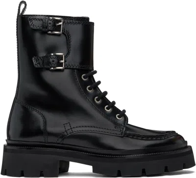 Ami Alexandre Mattiussi Black Lace-up Double Straps Boots In Black/001