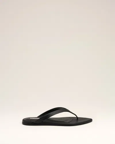 Ami Alexandre Mattiussi Black Lamb Leather Pointed Toe Flip Flops Black