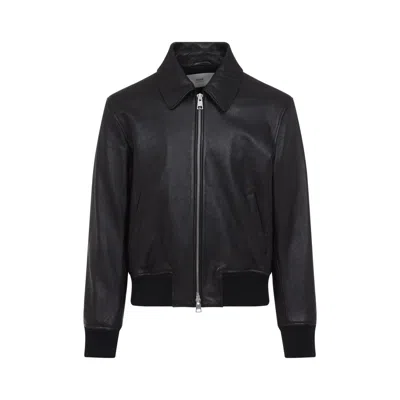 Ami Alexandre Mattiussi Black Lamb Leather Zipped Jacket
