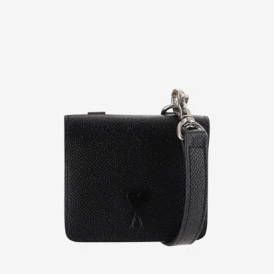 Ami Alexandre Mattiussi Black Leather Ami De Coeur Card Holder