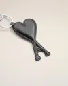 Ami Alexandre Mattiussi Black Leather Ami De Coeur Keyring Black In Black