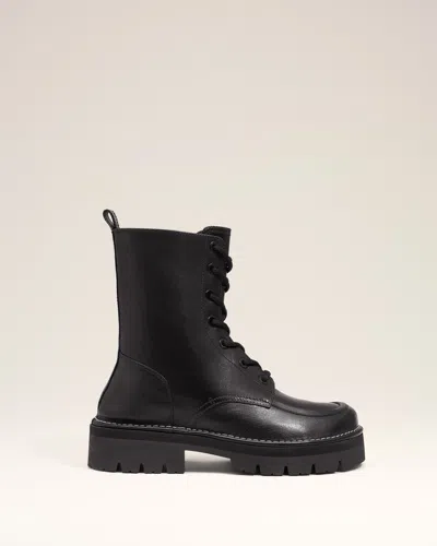 Ami Alexandre Mattiussi Black Leather Anatomical Toe Laced Up Boots Black