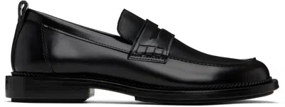 Ami Alexandre Mattiussi Black Leather Anatomical Toe Loafers In 001 Wool Gabardine B