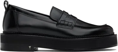 Ami Alexandre Mattiussi Black Leather Anatomical Toe Loafers In Black/001