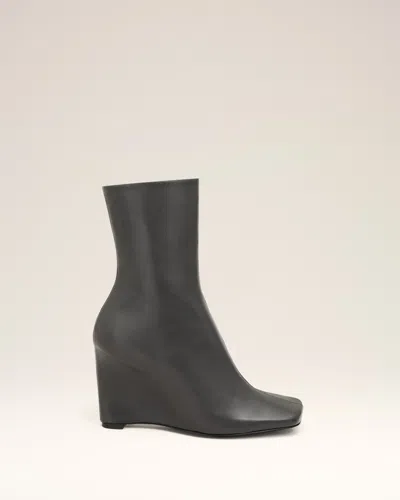 Ami Alexandre Mattiussi Black Leather Bicolor Ankle Boots Grey In Gray