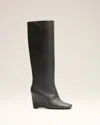Ami Alexandre Mattiussi Black Leather Bicolor Knee High Boots Grey In Gray