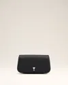 Ami Alexandre Mattiussi Black Leather Crossbody Paris Paris Bag Black In Black/vibrated Silver