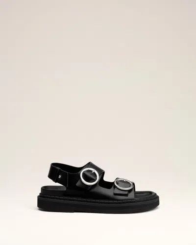 Ami Alexandre Mattiussi Black Leather Fussbet Midi Sandals Black