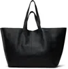 Ami Alexandre Mattiussi Black Leather Midi Maxi Tote In Wool Gabardine Black
