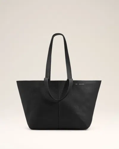 AMI ALEXANDRE MATTIUSSI BLACK LEATHER MIDI TOTE BAG BLACK
