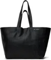 Ami Alexandre Mattiussi Black Leather Midi Maxi Tote Bag Black In Wool Gabardine Black