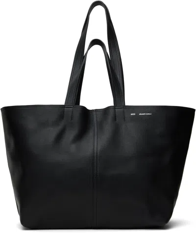AMI ALEXANDRE MATTIUSSI BLACK LEATHER MIDI TOTE