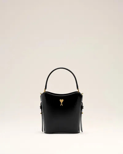 Ami Alexandre Mattiussi Black Leather Mini Paris Paris Bucket Bag Black