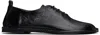 Ami Alexandre Mattiussi Black Leather One Cut Oxfords In 001 Wool Gabardine B