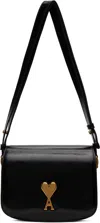 Ami Alexandre Mattiussi Black Leather Paris Paris Bag In Wool Gabardine Black