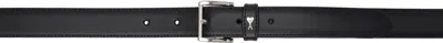 Ami Alexandre Mattiussi Black Leather Paris Paris Belt In Black/vibrated Silve