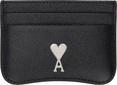AMI ALEXANDRE MATTIUSSI BLACK LEATHER PARIS PARIS CARD HOLDER