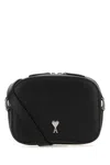 Ami Alexandre Mattiussi Black Leather Paris Paris Crossbody Bag In Blackvibratedsilver