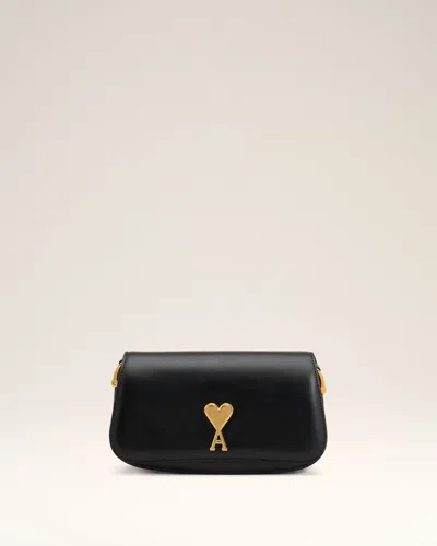 Ami Alexandre Mattiussi Black Leather Paris Paris Shoulder Bag Black