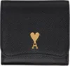 Ami Alexandre Mattiussi Black Leather Paris Paris Wallet In Black/vibrated Brass