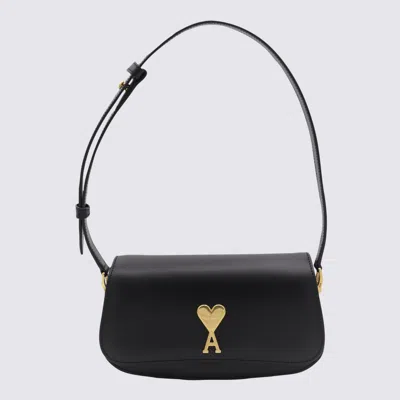 AMI ALEXANDRE MATTIUSSI BLACK LEATHER SHOULDER BAG