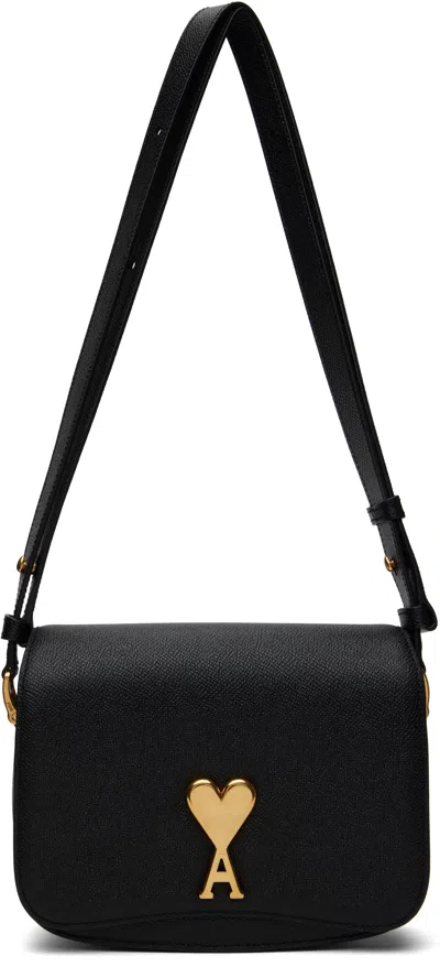 AMI ALEXANDRE MATTIUSSI BLACK LEATHER TOP HANDLE PARIS PARIS BAG