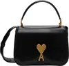 Ami Alexandre Mattiussi Black Glazed Leather Top Handle Paris Paris Bag Black In Wool Gabardine Black