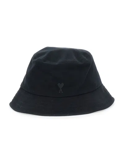 AMI ALEXANDRE MATTIUSSI BLACK LOGO BUCKET HAT
