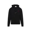 Ami Alexandre Mattiussi Ami Black Cotton Hoodie With Embroidered Logo And Functional Pockets In Black