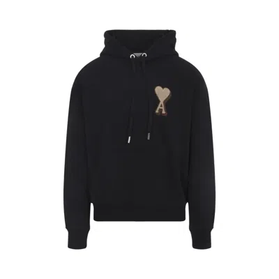 AMI ALEXANDRE MATTIUSSI BLACK LOGO HOODIE