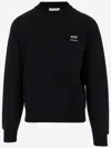Ami Alexandre Mattiussi Black Crewneck Sweatshirt With Logo Lettering Detail On The Front And Adc Logo Embroidery On The Rea In Black