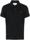 Ami Alexandre Mattiussi Ami Paris Men Black Polo Shirt With Adc Embroidery At The Front In Cotton Man In Multi