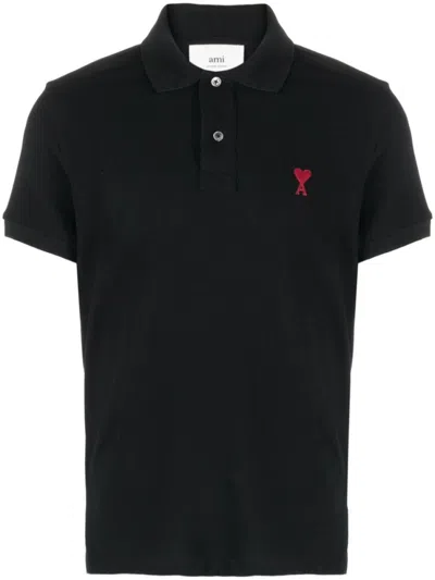AMI ALEXANDRE MATTIUSSI BLACK LOGO POLO