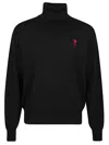 Ami Alexandre Mattiussi Ami Paris Ami De Coeur Merino Wool Turtleneck Sweater In Black