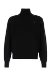 Ami Alexandre Mattiussi Navy Blue Turtleneck Sweater Ami De Coeur In Black