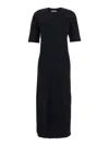 Ami Alexandre Mattiussi Black Long Crewneck Dress With T-shirt Design In Black
