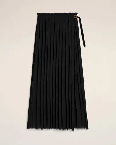 AMI ALEXANDRE MATTIUSSI BLACK LONG PLEATED SKIRT BLACK