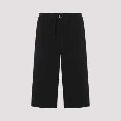 AMI ALEXANDRE MATTIUSSI BLACK LOOSE ELASTICATED LARGE COTTON SHORTS