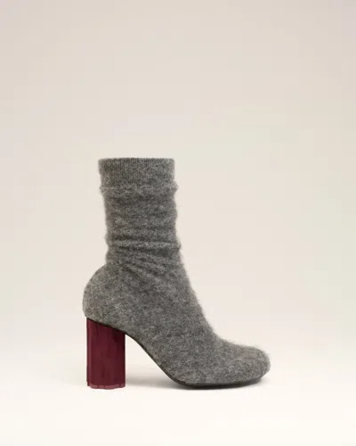 Ami Alexandre Mattiussi Black Mohair Knit Piano Ankle Boots Grey In Gray