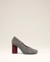 Ami Alexandre Mattiussi Black Mohair Knit Piano Pumps Grey In Gray