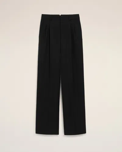 Ami Alexandre Mattiussi Black New Wool Low Waist Wide Trousers Black