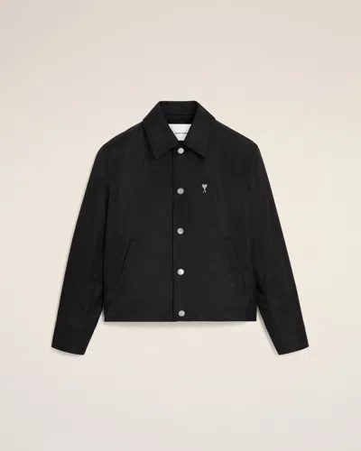Ami Alexandre Mattiussi Black Nylon Ami De Coeur Stud Buttoned Jacket Black