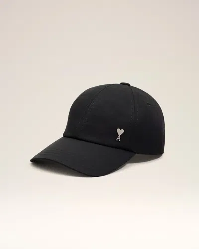 Ami Alexandre Mattiussi Black Nylon Ami De Coeur Stud Cap Grey