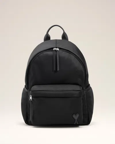 Ami Alexandre Mattiussi Black Nylon Canvas Marcel Backpack Black