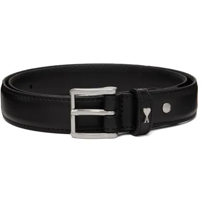 Ami Alexandre Mattiussi Black Paris Paris Belt In 0014noir/argent Vibr