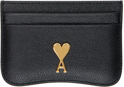 Ami Alexandre Mattiussi Black Paris Paris Card Holder In Black/brass/0015